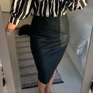 Express Black Leather Pencil Skirt